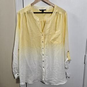 NwoT Zac & Rachel Yellow Striped Rayon Blend Button Up Sz 2X Casual Shirt Beach